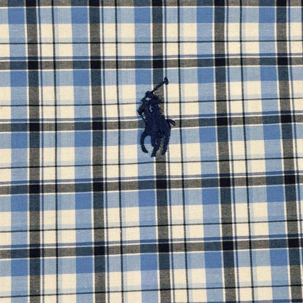 Polo Ralph Lauren Mens XL Classic Fit Blue Plaid Button Down Shirt Stretch